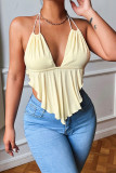 Low-cut V-neck hanging suspender top temperament sexy strapless backless vest women