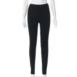 women's solid color casual high waist tight sports trousers