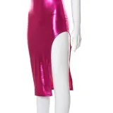 women's solid color suspenders backless sexy irregular short dress