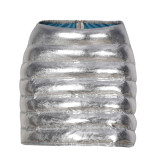 Women Splash-proof Zipper Glossy Cotton-filled Skirt Mini Skirt8177DN