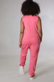 Women's Sleeveless V-Neck Loose Pocket Jumpsuit