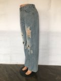Fashionable denim loose high hip all-match jeans