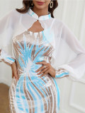 Women's Cloak Two Piece Fashion Sequin Sling Dress