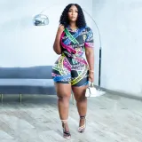 Women's spring and summer sexy personality fashion positioning printing letter casual two-piece suit