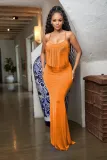 Sexy Fashion Halter Tie Backless Fringe Dress