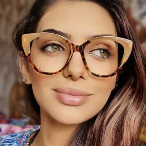 Color matching cat eye flat mirror TR90 anti-blue light retro glasses frame trendy glasses frame