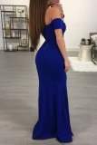 Sexy one-shoulder solid color high slit mermaid skirt