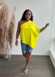 One-shoulder loose chiffon casual top