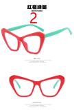 Simple polygonal cat eye color matching flat mirror anti-blue light large frame glasses