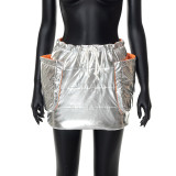 New Padded Cotton Pocket Zipper Belt Waterproof Slim Skirt