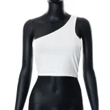 Solid Color One Shoulder Sleeveless Cropped Navel Casual Vest T-Shirt Top