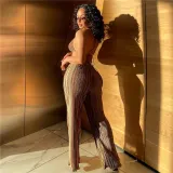 Women's Fashion Sling Sexy Backless Tank Top Slim Straight Pants Set