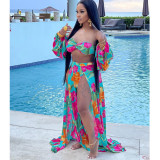 Summer sexy straps, printed chest wraps two-piece set