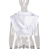 Hooded Cutout Strap Street Fashion Vest