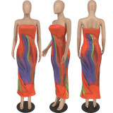 positioned-print off-the-shoulder wrap dress