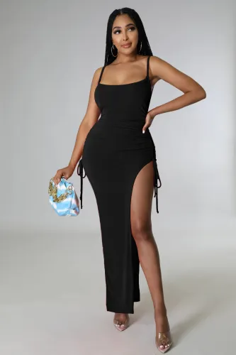 Sexy Women's Solid Color Crinkled Irregular Sling Dress