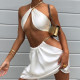 Chain Showing Breast Design Show Navel Sling Sexy Show Waist Short Skirt Suit