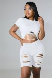 Solid color rushing to break the street trend short-sleeved shorts casual sports suit two-piece set