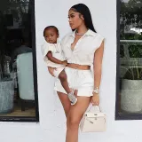 Fashion suit personality casual top shorts woven two-piece set