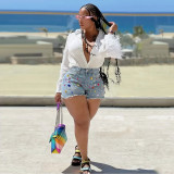 Fashion Jewel Denim Shorts Summer Versatile Casual