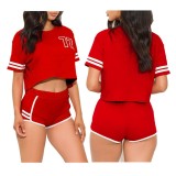 Pull-bar digital embroidery sports short suit