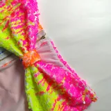 Sexy Nightclub Skinny Cutout Irregular Tube Top Colorful Sequin Dress