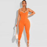 Multicolor Covered Sexy Suspender Trousers Jumpsuit