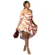 Plus Size Sleeve Print Ruffle Sexy Dress