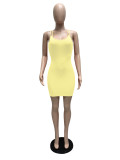 Women's Short Sleeve Solid Color Sling Dress