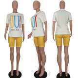 Fashion casual printed T-shirt two-piece set