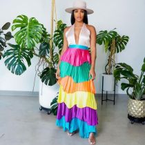 Sexy Multicolor Pleated Cake Dress Women