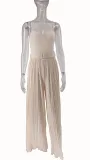Women's Solid Pleated Wide Leg Jumpsuit
