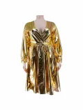 plus size women's solid color long sleeve dress