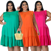Plus Size Women's Casual Fashion Dress Solid Color 3 Colors