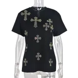 Street fashion hot drill top women's T-shirt