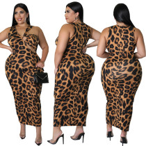Fashion Casual Print Leopard Print Side Hanging Dress