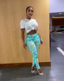 Women's Fashion Multicolor Print Pants