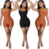 Bandage Sleeveless Open Back Casual Sexy Solid Stretch Jumpsuit