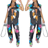 Printed Sleeveless Tunic Jumpsuit