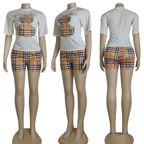 Embroidered + Printed Short Sleeve Shorts Set