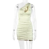 suspender skirt sexy sloping shoulder skirt hollow bag hip dress