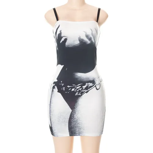 Casual Print Sleeveless Slim Fit Short Dress
