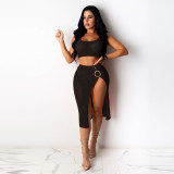Mesh Sheer Skirt Suit Tube Top Sexy Multicolor Beach Skirt Two Piece Set