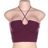 Fashion lace-up neckline slim sexy navel hot girl vest female