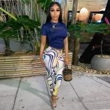 Casual Printed Letter Two Piece Set