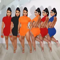 New Sexy Fashion Backless Zipper Nightclub Dress