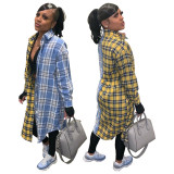 Women's Long Sleeve Plaid Double Collar Lapel Cardigan Shirt YM86815