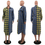 Women's Long Sleeve Plaid Double Collar Lapel Cardigan Shirt YM86815