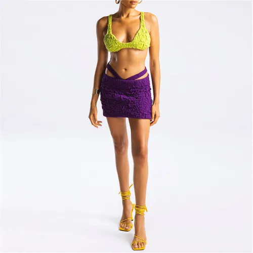 Sexy Navel Navel Slim Sleeveless Top High Waist Pack Hip Short Skirt Suit