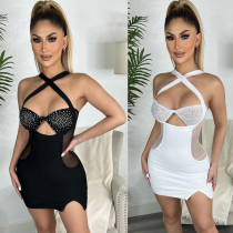 Women's fashion sexy sling hot diamond nightclub dress women